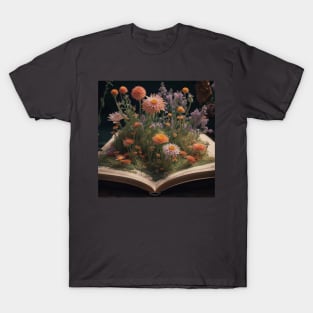 Flowers growing from book photo T-Shirt